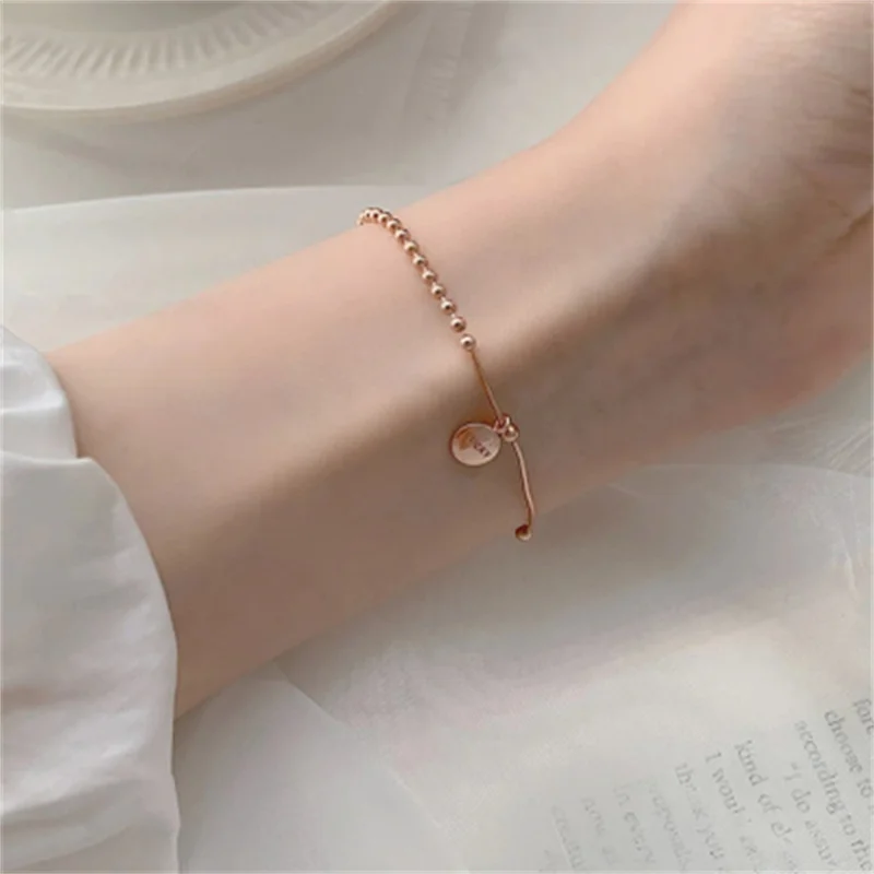 

New Bracelets For Women Lucky Circle Asymmetric Simplify Korean Design Rose Gold Color Fashion Jewelry Wholesale