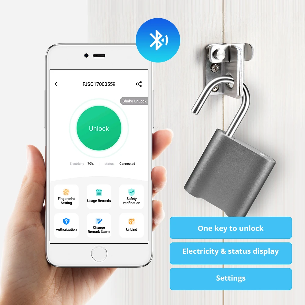 Умный БЕСКЛЮЧЕВОЙ Bluetooth замок отпечатков пальцев IP65 Водонепроницаемый Cerradura Противоугонный замок с защитой от отпечатков пальцев замок для двери багажный замок