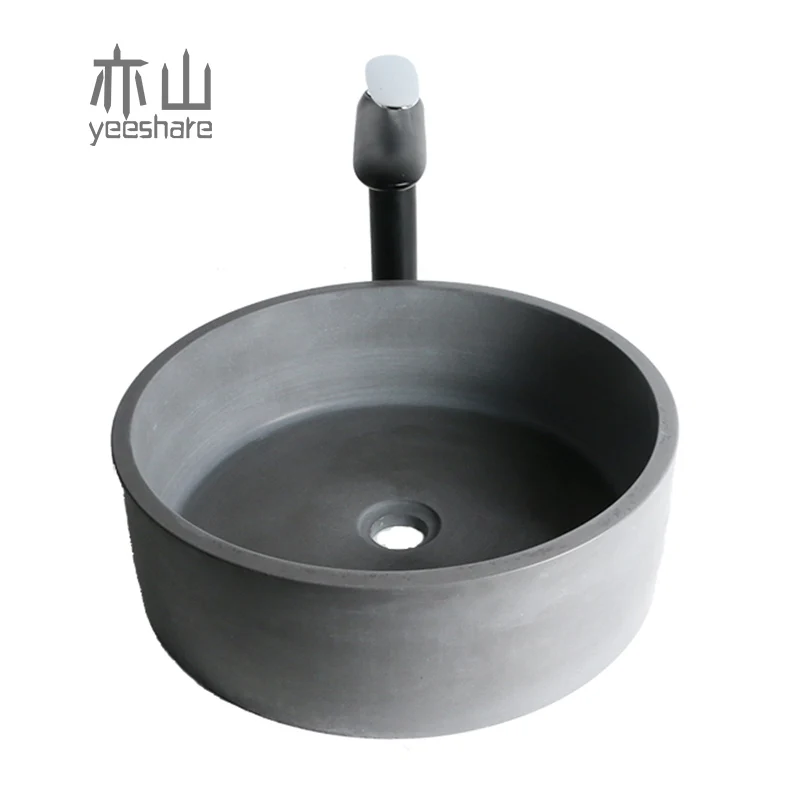 Круглая раковина из цемента ручной работы умывальник креативный в ванной