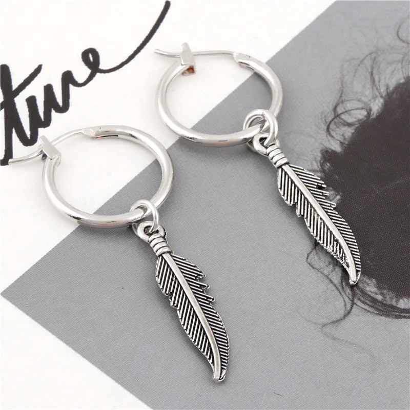 Женские этнические серьги подвески с перьями 1 пара вечерние в виде кружков