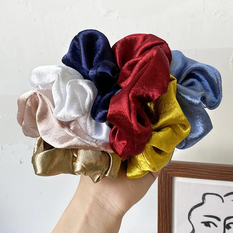 

Резинки для волос женские, шелковые, атласные, однотонные, эластичные