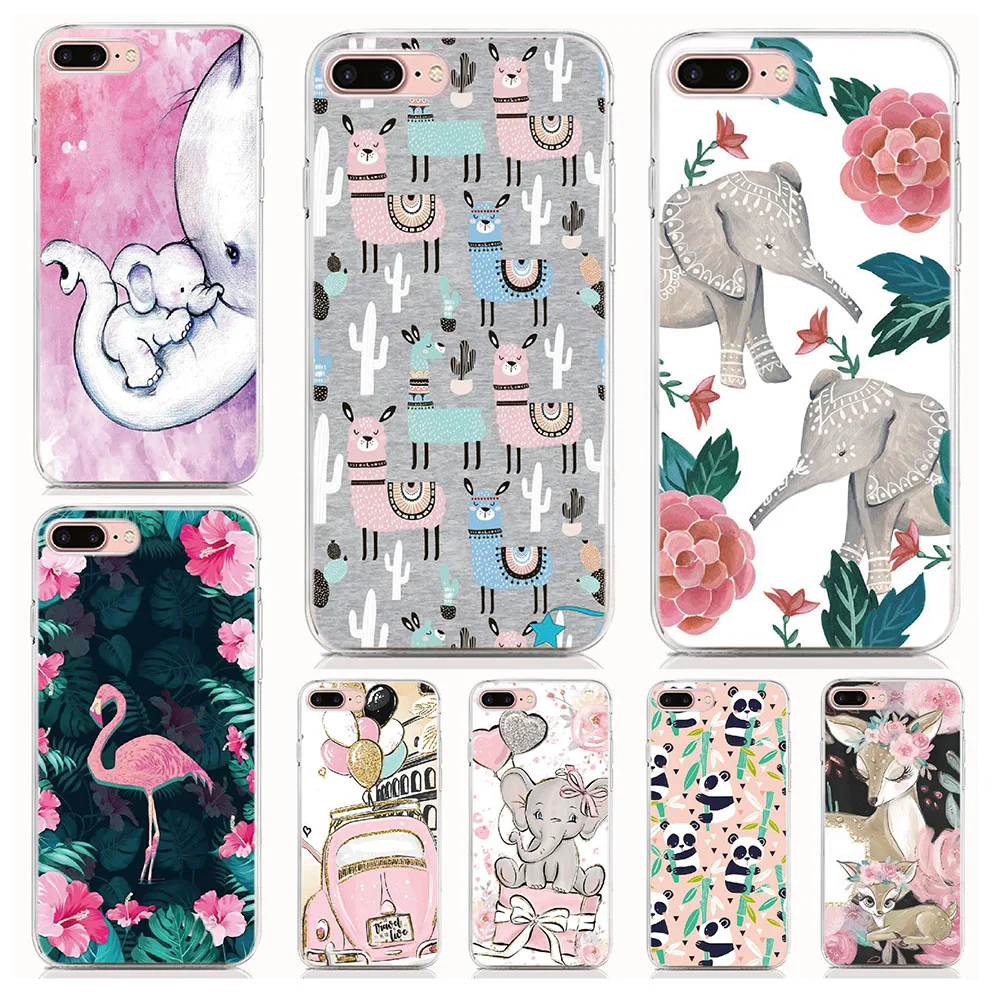 

Rubber Soft TPU Cartoon elephant Phone Case For iPhone 11 Pro XS max XR X 7 8 Plus 6 6S 5 5S SE Silicon Cover