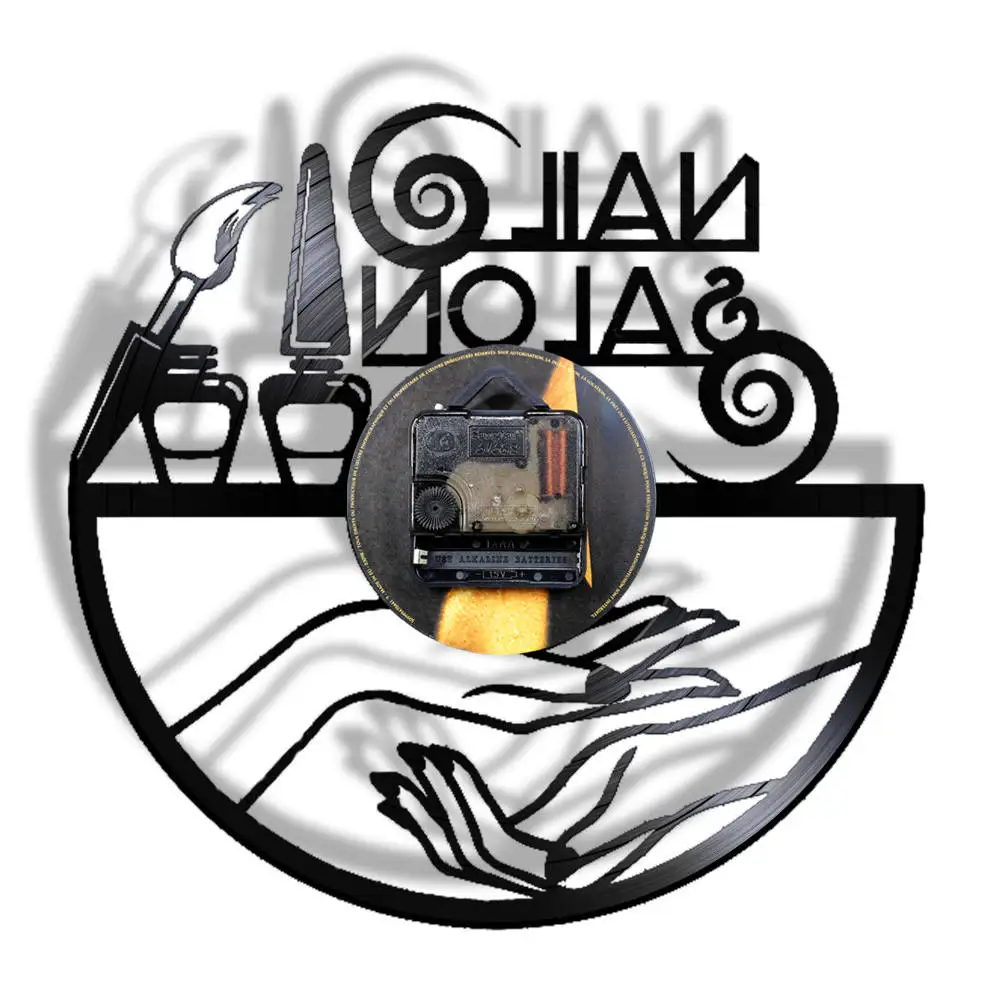 Nail Salon Vinyl Record Wall Clock Beauty Decor Watch Hanging Polish Laser Cut Clocks Gift For Girls Manicurist | Дом и сад
