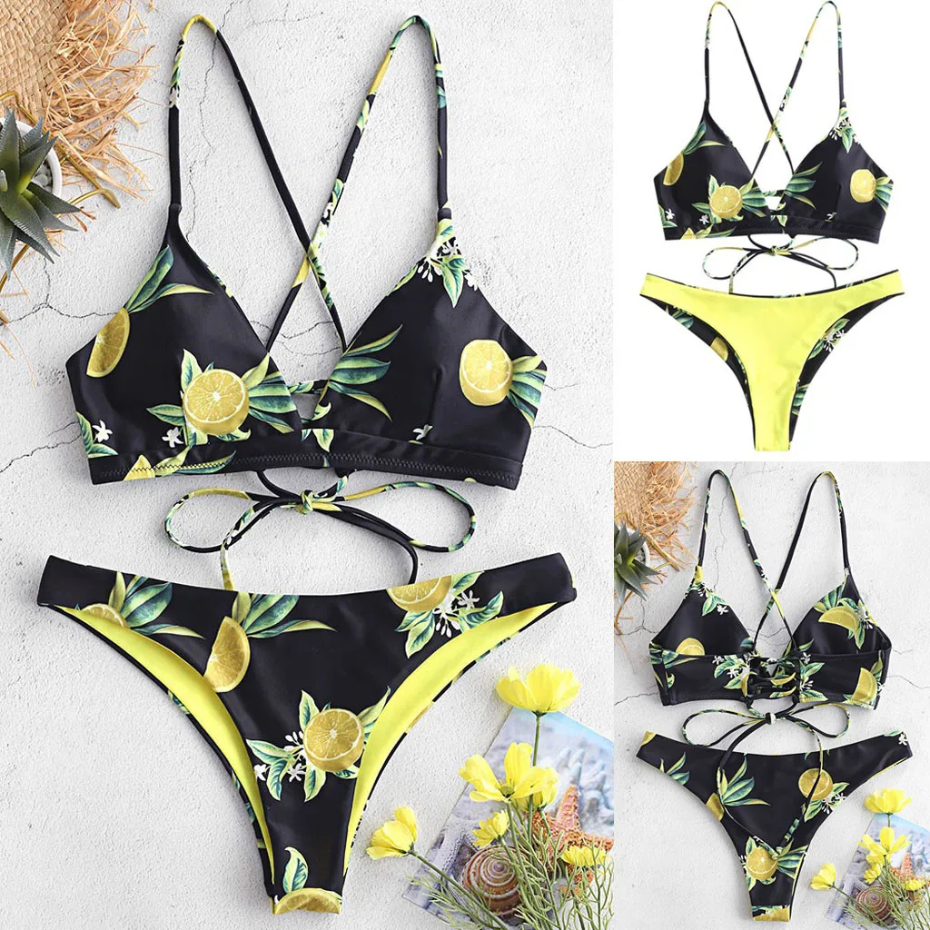 Женский купальник бикини пляжная одежда высокая талия сексуальный черный на
