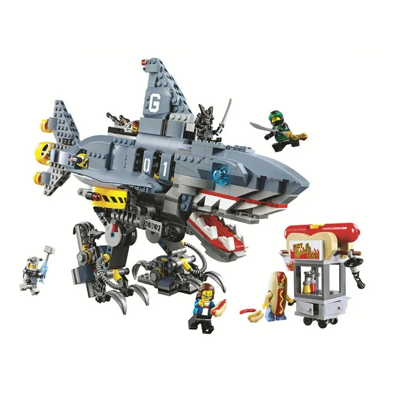 Ninjaed Legoed City Garmadonlys Акула мех атака строительный блок модель совместима 70656 детские