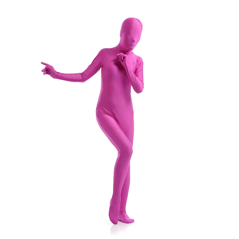 Для взрослых на все тело спандекс лайкра зентай костюм фиолетового розового