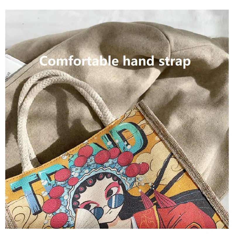 

2021 new fashion Canvas hand bag with chinese style versatile Tote Bag for women and man ladies personality handbag
