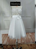 3d floral appliques bead illusion lace short sweetheart wedding dressa line 2020 new simple bridal gowns vestido de noiva