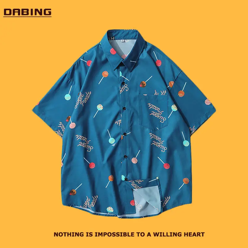 

Новая летняя рубашка в гонконгском стиле с дизайном японских меньшинств Мужская и женская Молодежная Модная брендовая рубашка в ленивом ст...
