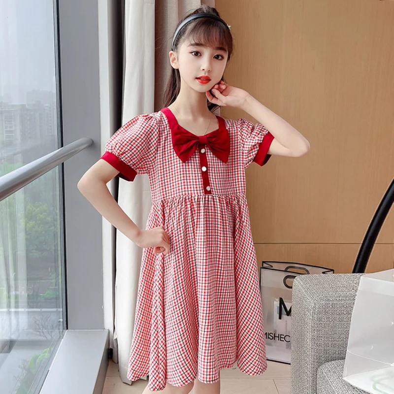 

TTX456 French retro red grid dress