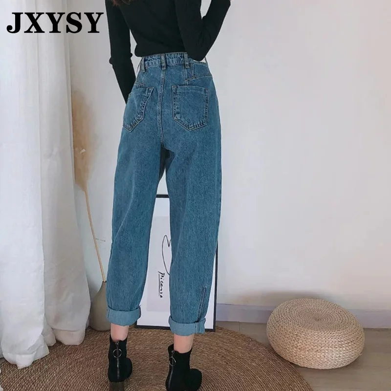 JXYSY Англия Стиль high street винтажные шаровары мама Джинсы женские Высокая талия