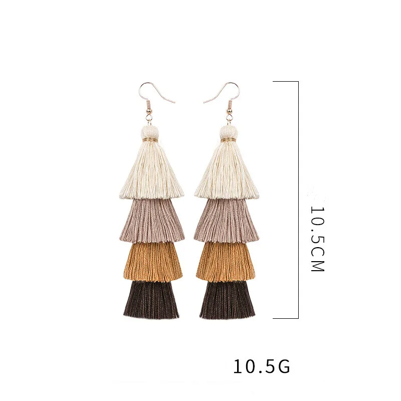 

Colorful Tassel Earrings 3 Tier Layered Bohemian Big Dangle Drop Fashion Jewelry Earrings for Women Teen Girls Gift