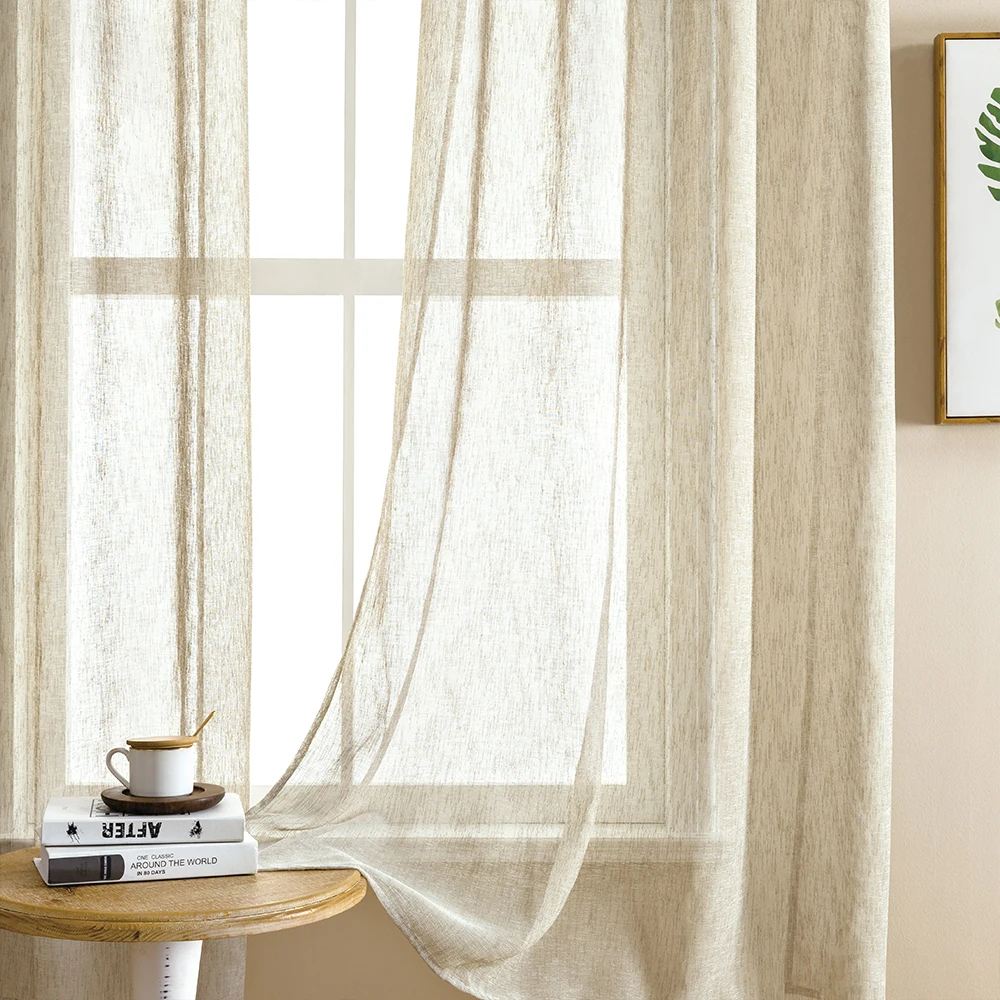 

XTMYI 2PCS Modern Solid Window Curtains for Living Room Bedroom Sheer Curtains Drapes Window Treatment Home Decor