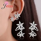 Корейские трендовые стандартные серебряные серьги, цветок, уши, фианиты, украшения для вечерние, серьги-каффы для влюбленных, подарок