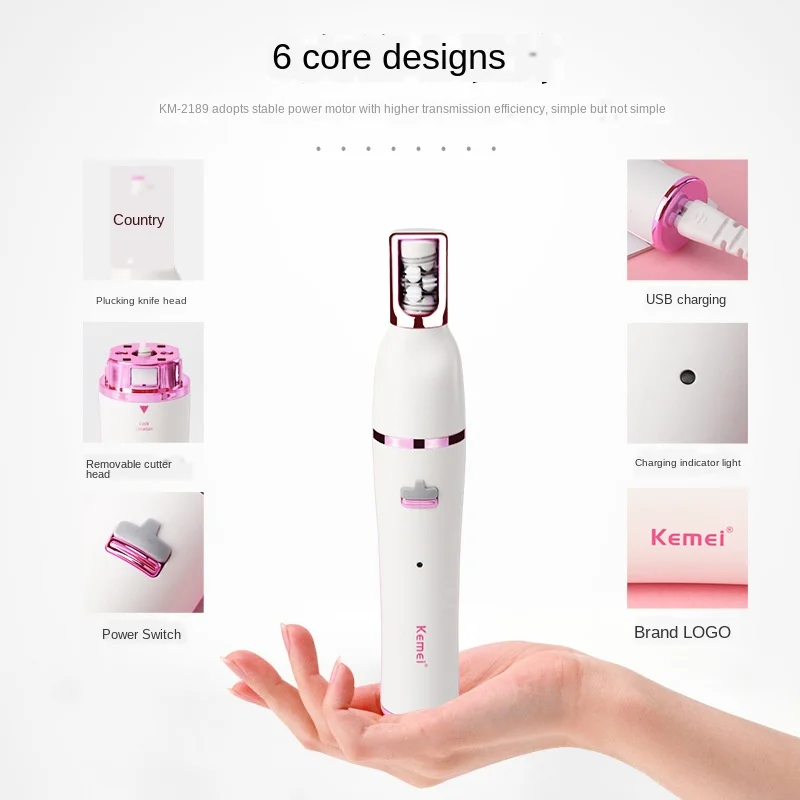 Kemei 7 в 1 Женский электрический эпилятор электрическая Очищающая Массажная щетка