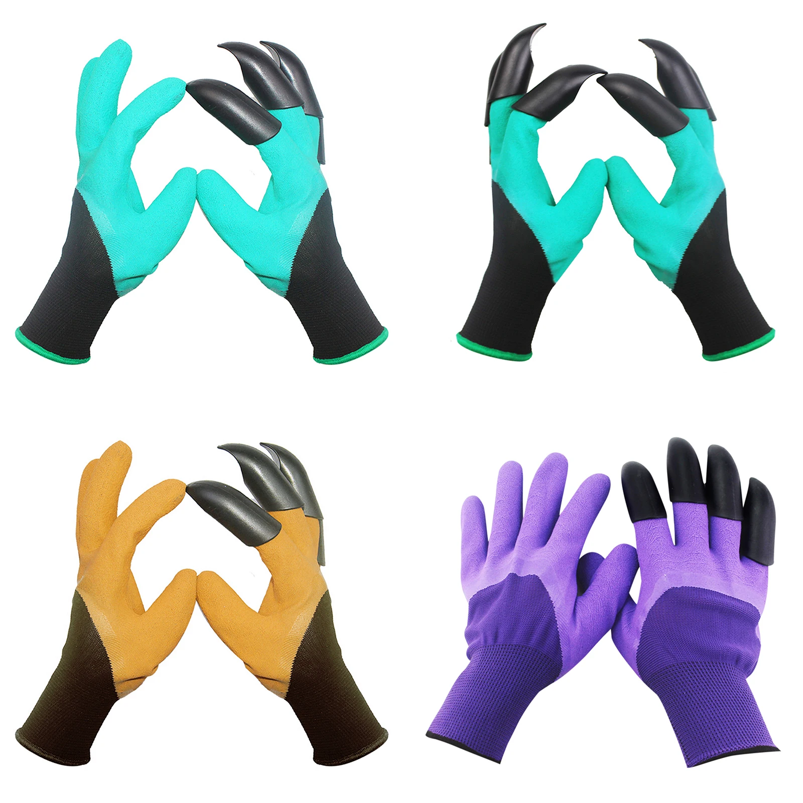 

Natural Latex Garden Gloves with Single/Double Fingertips Claws Home Waterproof Gardening Gloves for Digging Planting Weeding