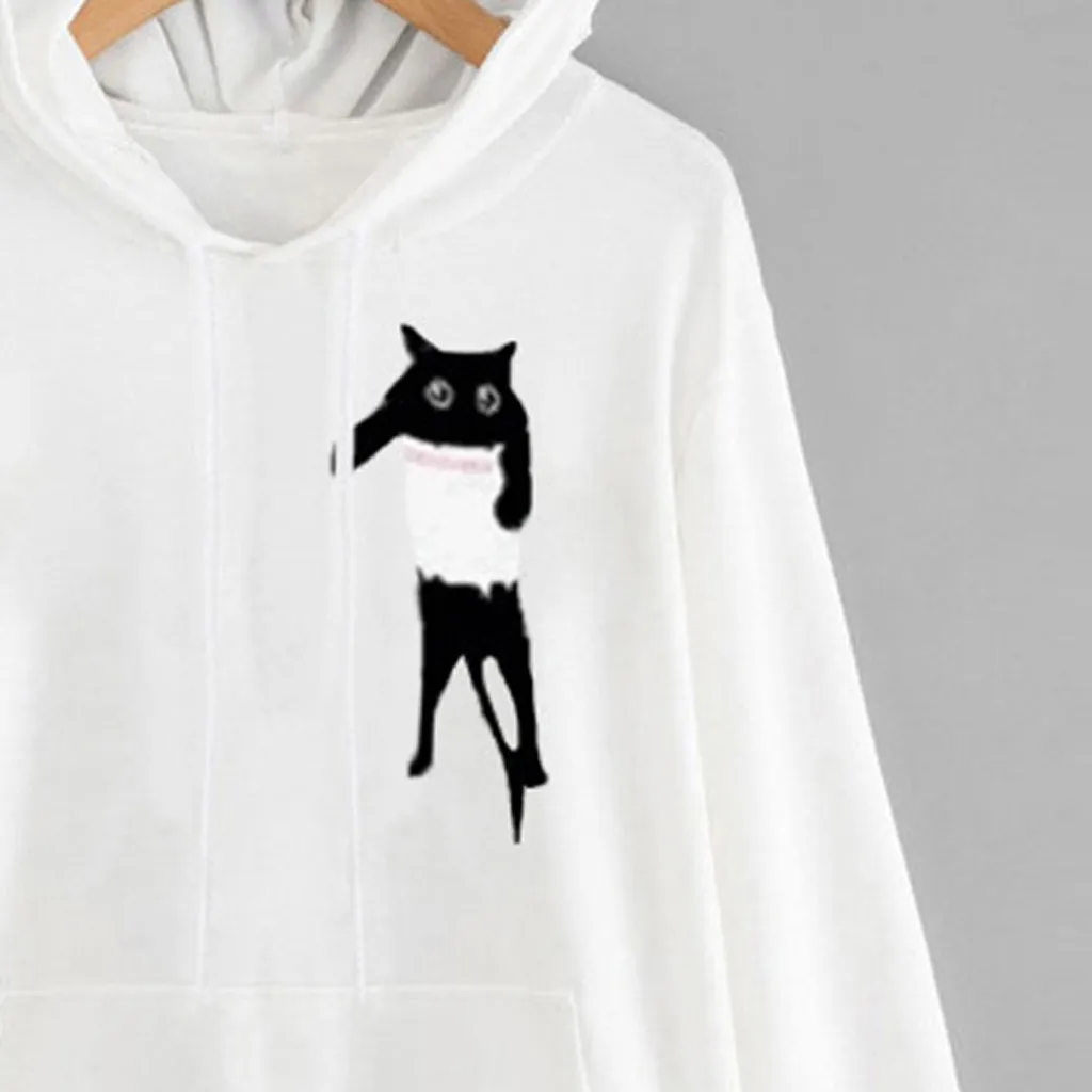 Женская Толстовка пуловер с длинными рукавами Топы кошачьими ушками