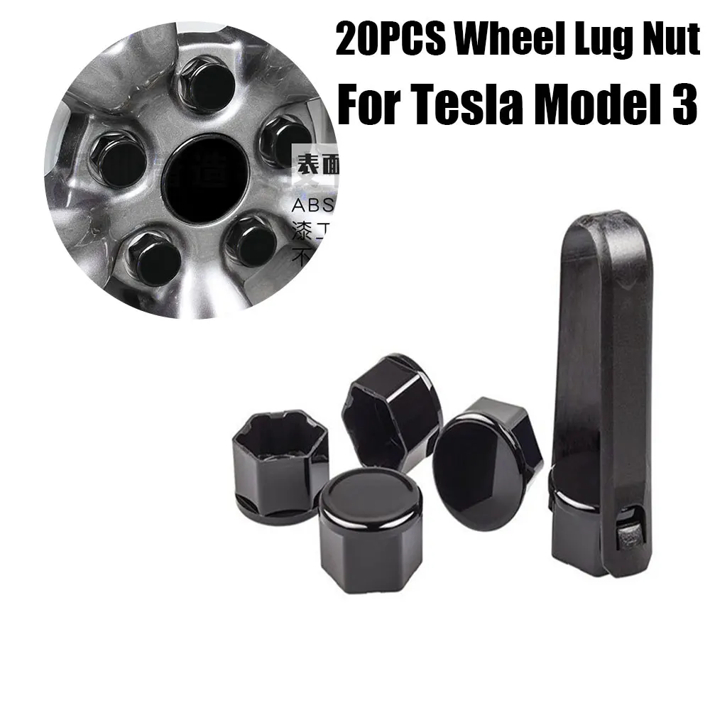 Для Tesla Model 3 18 20 Чехлы для колесных гаек глянцевые черные шт|Гайки и болты| |