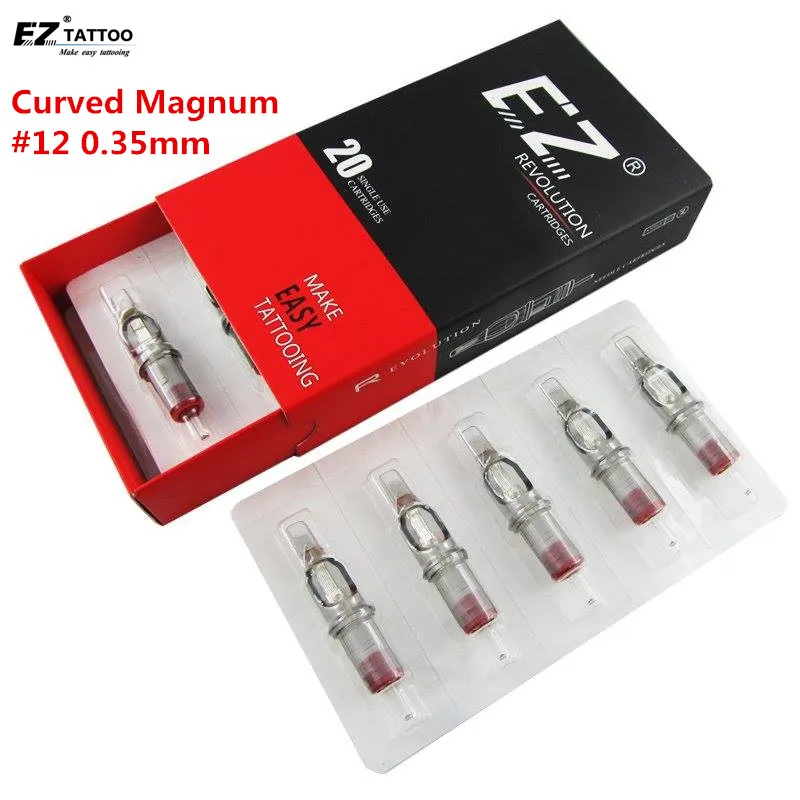 Картридж для татуировок EZ Revolution изогнутые/круглые Иглы Magnum #12 0 35 мм длинный конус