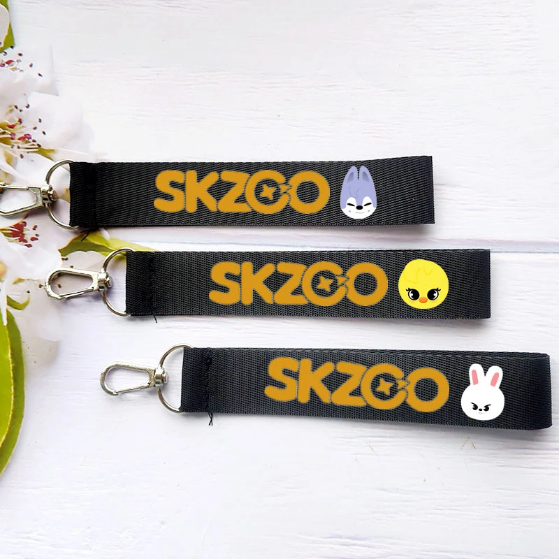 

KPOP Stray Kids Cartoon SKZOO Animal Printing Pattern Keychain Keyring Bang Chan Felix HyunJin Phone Lanyard Bag Accessories M76