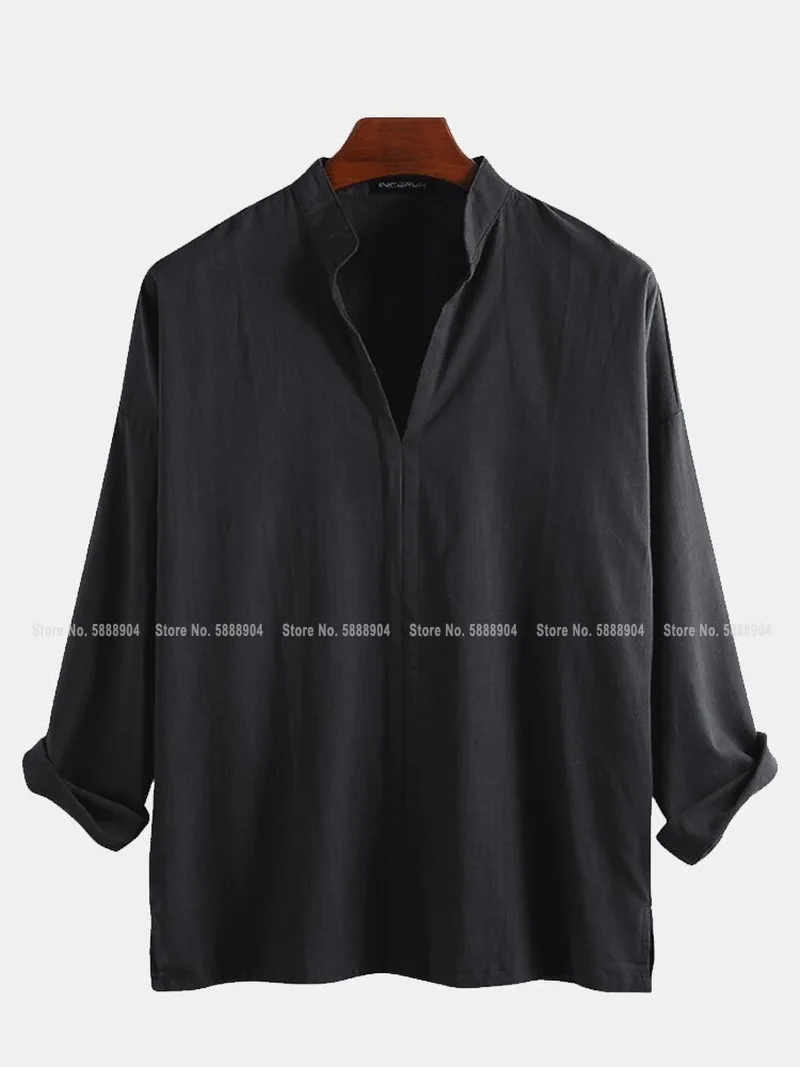 Повседневная Мужская льняная хлопковая винтажная рубашка в китайском стиле с