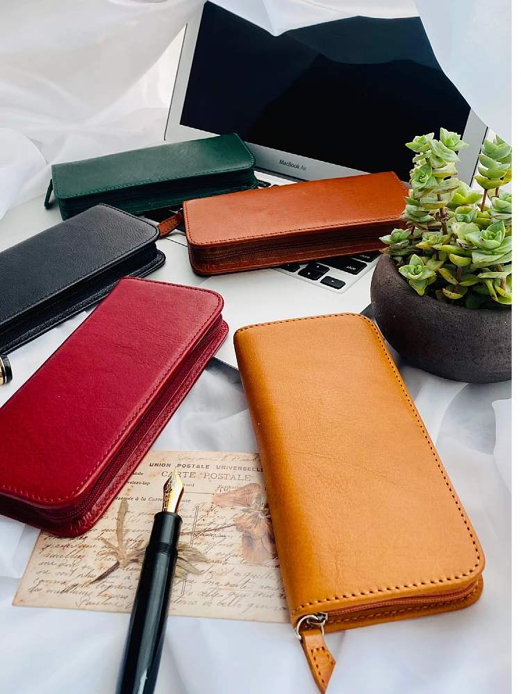 Ceny Moze Skóra Trzy Długopisy Pokrowiec Na Długopis Zipper Gruby Piórnik Skórzane Etui Na Długopisy Prezent