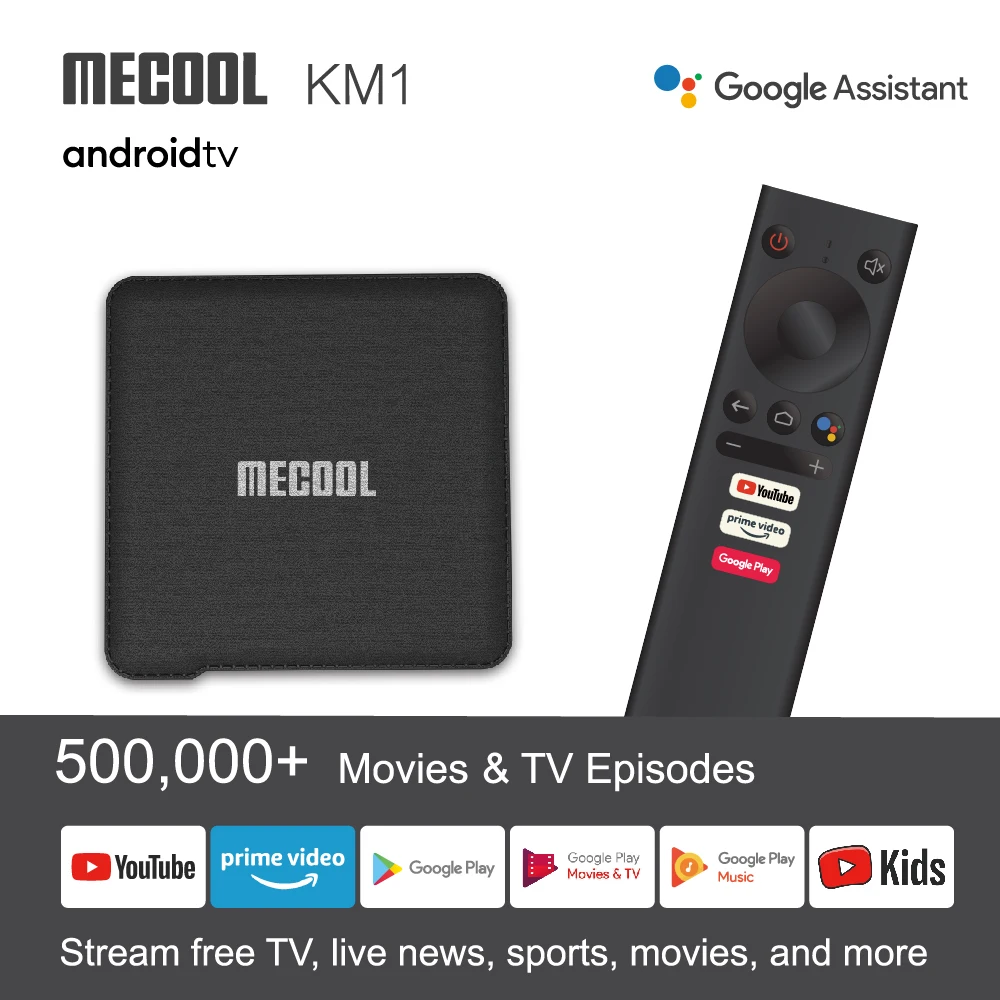 

Mecool KM1 Andriod 10 TV Box 4G 64G Amlogic S905X3 ATV Dual Wifi 4K Voice Google Certified Youtube Smart Box Media Players