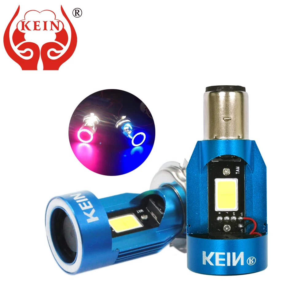 

KEIN 1pcs Motorcycle Led Headlight H4 COB Angel Eyes Moto Headlamp H6 BA20D Head Lamp Fan Cooling Motorbike Scooter Accessories
