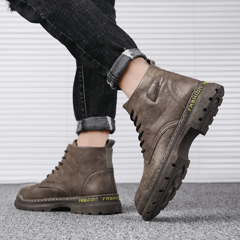 

Zapatos Hombre Casual Cuero Winter Boots Men Men's High Top Sneakers Casual Cowboy Hightop Home Western Shoes Leather