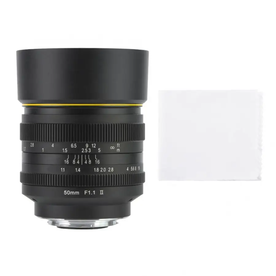 Kamlan 50 мм F1.1-F16 II APS-C объектив с большой апертурой ручной фокусировки для NEX для EOS-M для камер FUji M4/3 8 элементов в 6 групп