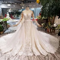 htl132 detachable train mermaid wedding dresses heavy handmade crystal western style wedding gowns 2020 new fashion design