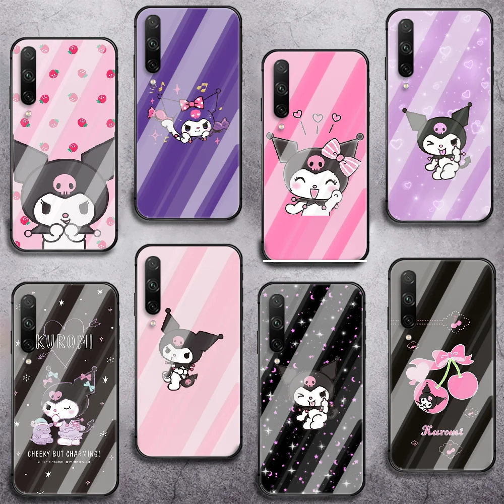 

Kuromi Cartoon Cute Phone Tempered Glass Case Cover For huawei honor 7 8 9 10 20 A X S lite i pro Pretty Shell Cell