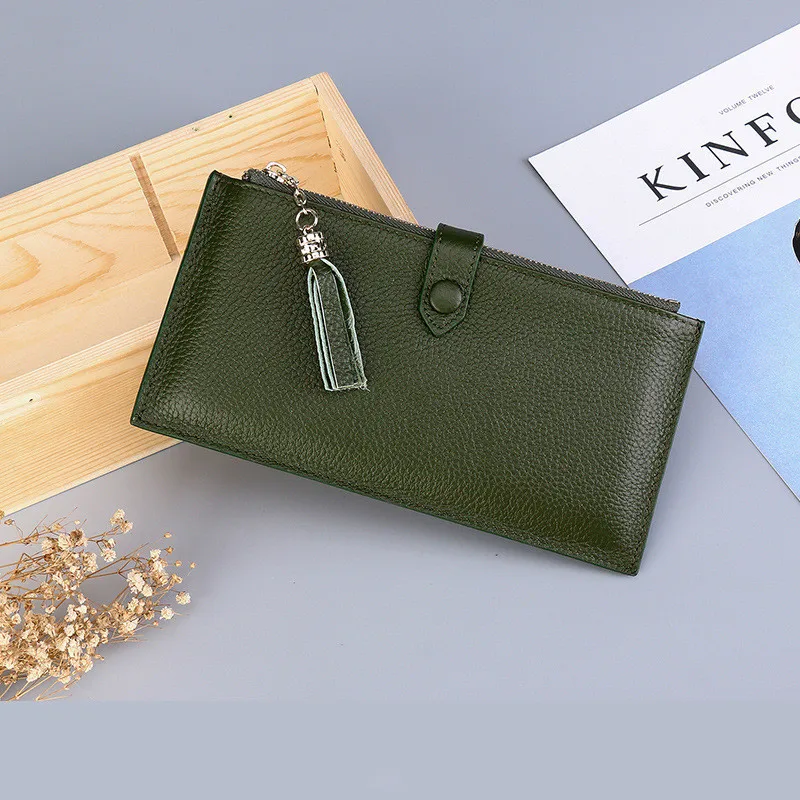 Модные женские кошельки из натуральной кожи, длинные клатчи, Rfid, деловой Футляр для карт, Дамский кошелек для монет, держатель для карт, кошелек для телефона