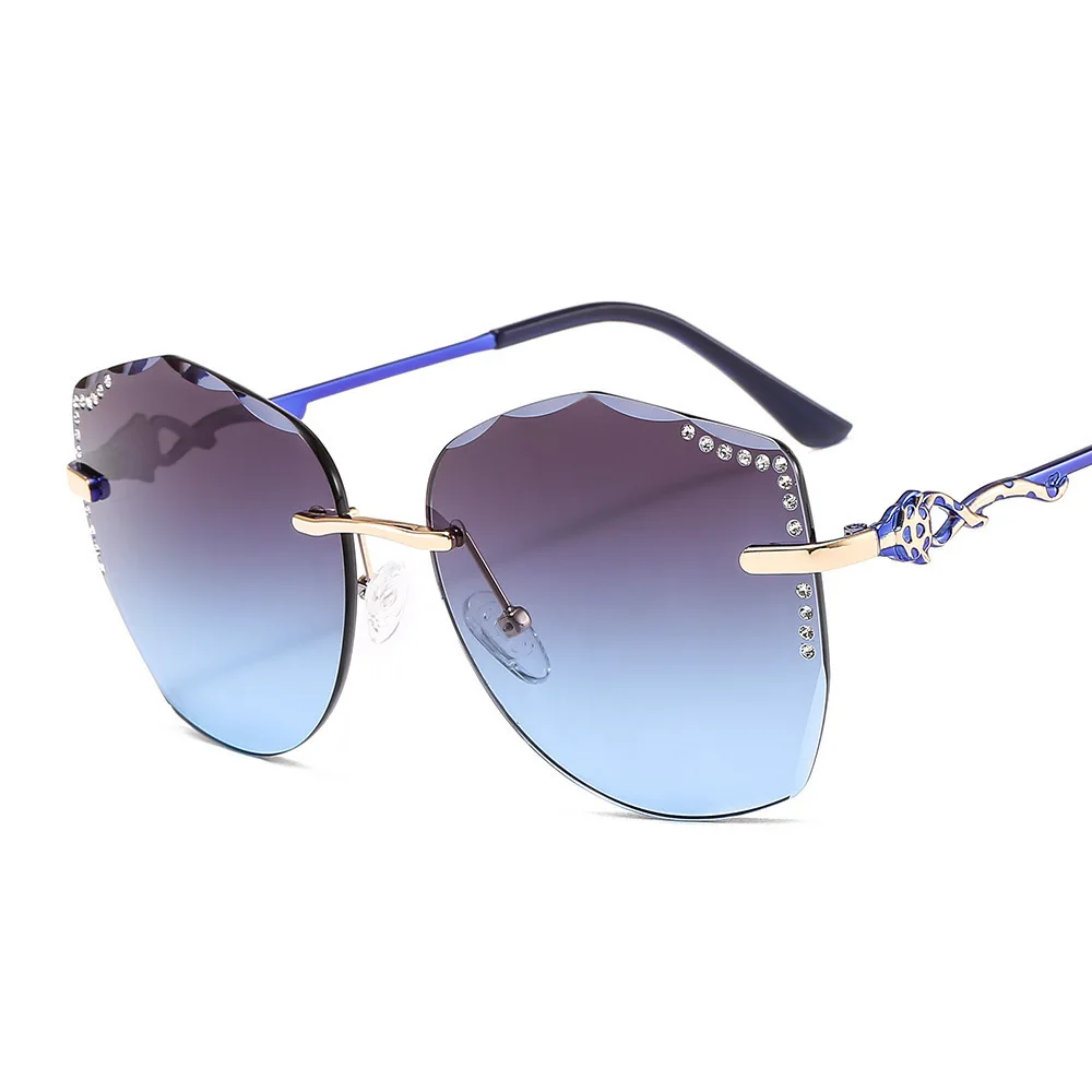 Новые модные женские солнцезащитные очки без оправы с волнистыми краями и