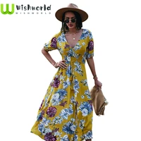womens new 2021 spring summer autumn and winter dress sexy printing charge show thin waist bohemian long dress