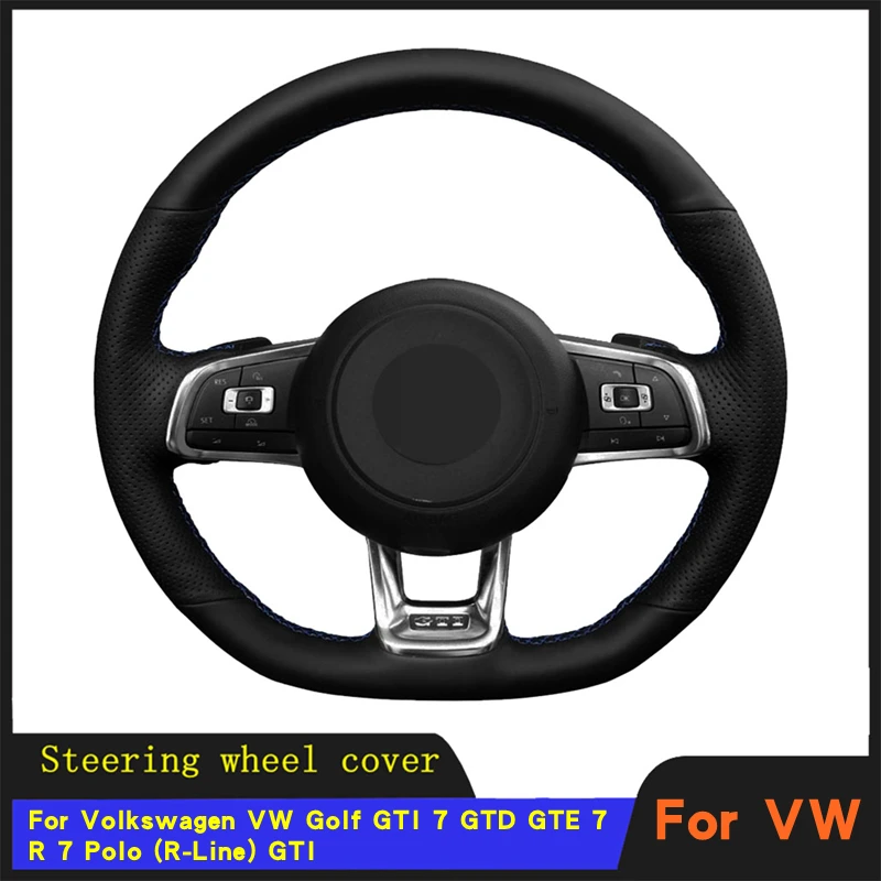 

Steering Wheel Cover Braid Wearable Genuine Leather For Volkswagen VW Golf GTI 7 GTD GTE 7 R 7 Polo (R-Line) GTI 2013-2021