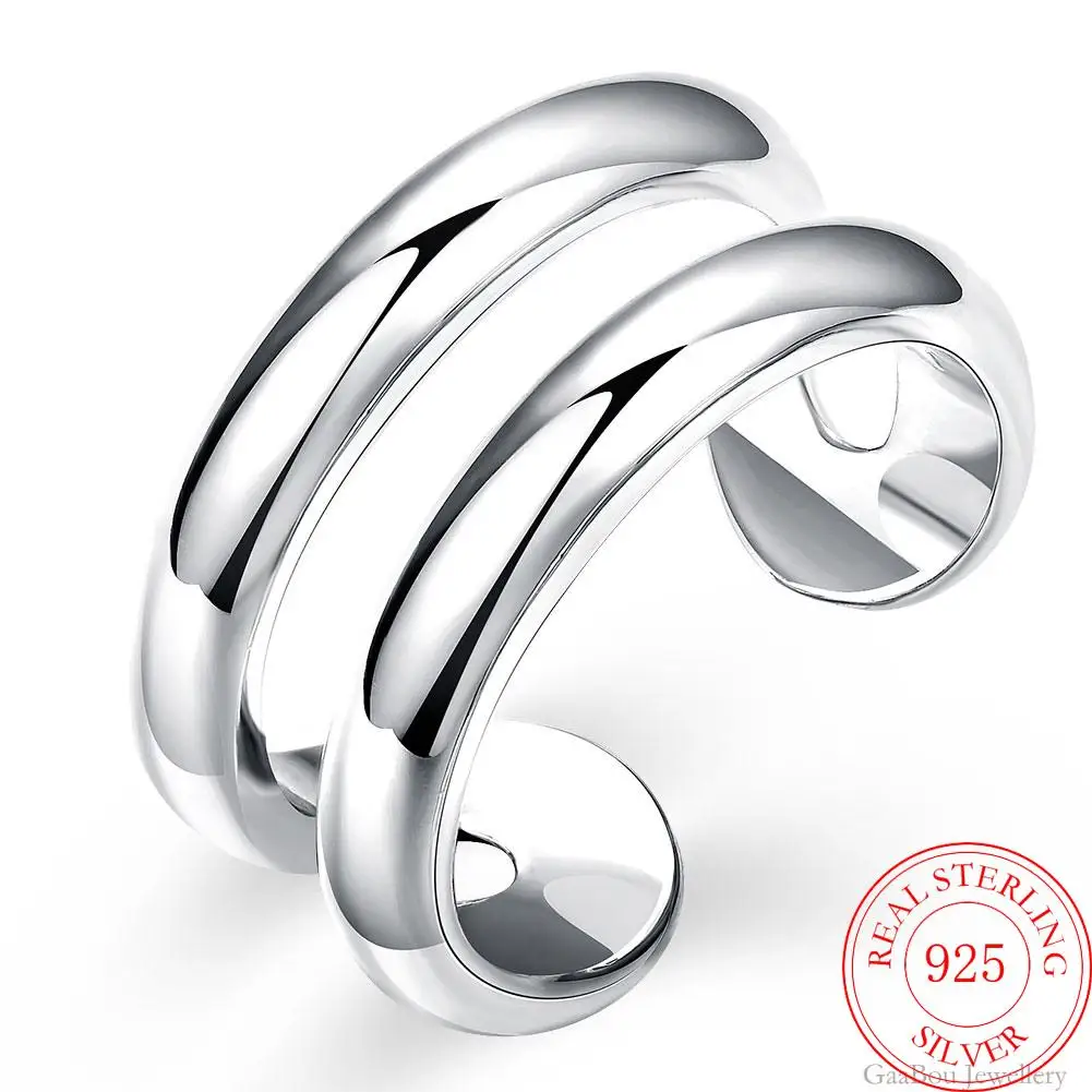 

Silver 925 Jewelry Women Double-Deck Adjustable Open couples Rings Wedding Luxury Vintage Wholesale Girl Gift