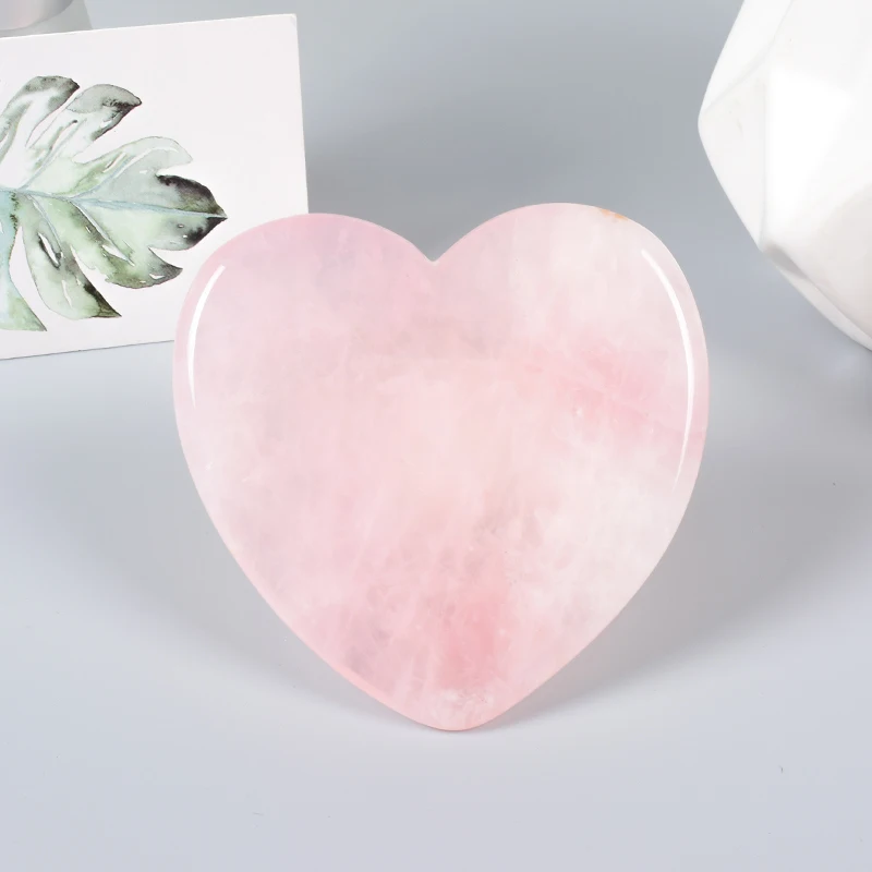 7-8 cm Gems Crafts Rose Quartz Heart Shape Slice Coaster Cup Mug Glass Beverage Holder Geode Crystal Mat Irregular Home Decor