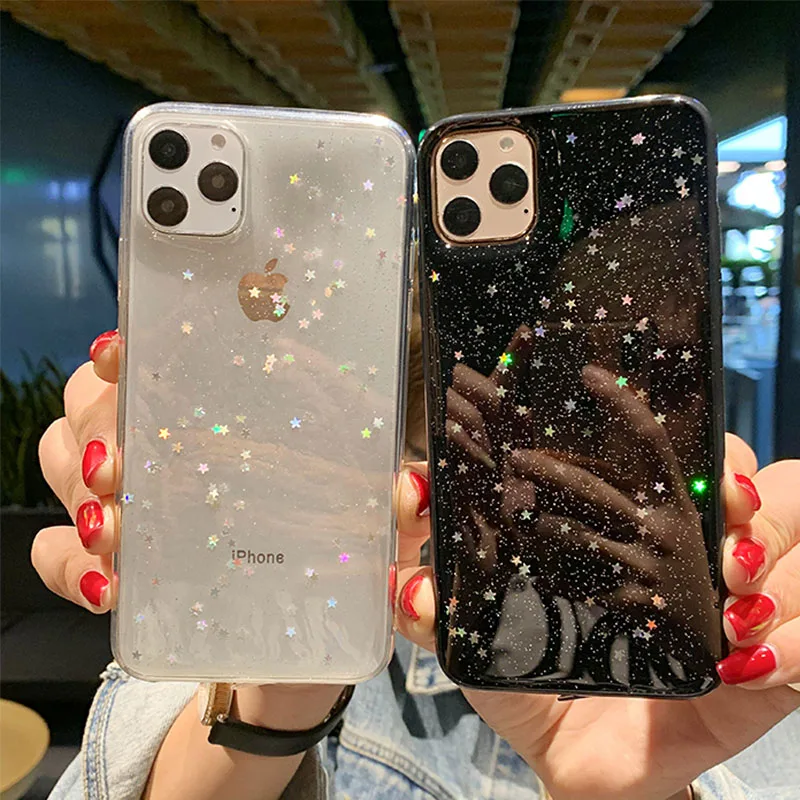 Для Apple iPhone 6 6s 7 8 Plus 11 Pro 10 X XS XR Max Блестящий Звездный лунный мягкий прозрачный