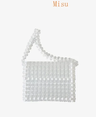 

Hand-knitted pearls women handbag luxury Evening Pearl Women Bag Shoulder Bags Clutch crystal Transparent Bag for Wedding Party