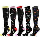 Носки компрессионные унисекс, уличные длинные чулки унисекс в горошек, с рисунком сердца, шапки для бега, велоспорта, черные