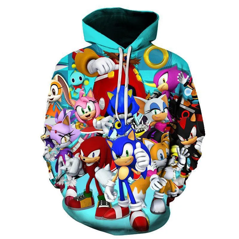Sonic 3D Модный пуловер худи Повседневная Толстовка с длинными рукавами 3D Одежда для мальчиков и девочек тонкий стиль детский свитер с героями мультфильмов