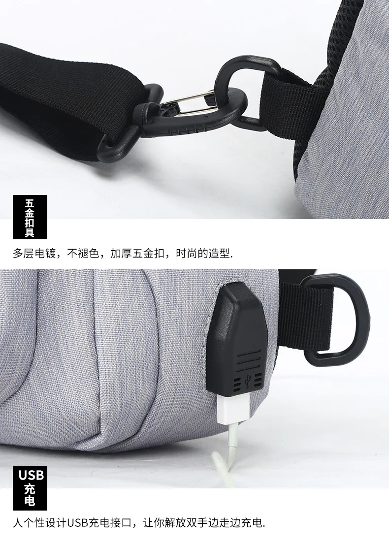 Ozuko/Новинка; Мужская однотонная сумка-мессенджер из ткани Оксфорд; унисекс; Usb; деловая мужская сумка-мессенджер; Повседневная Сумка-тоут на одно плечо для подростков