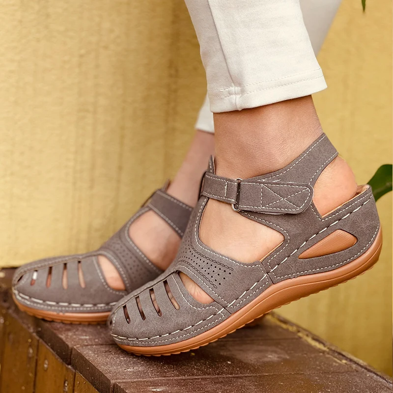 2021 летние сандалии в стиле ретро ​​женская обувь женская на танкетке удобные