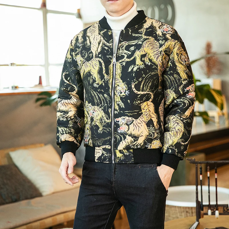 Animal Embroidery Loose Coat Abrigo Ropa 2020 Autumn Thickening Corta Vientos Hombre Vintage Jacket Men