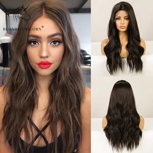 Парик из синтетических волос Блонд, единорог, длинный, темно-коричневый, черный, термостойкий