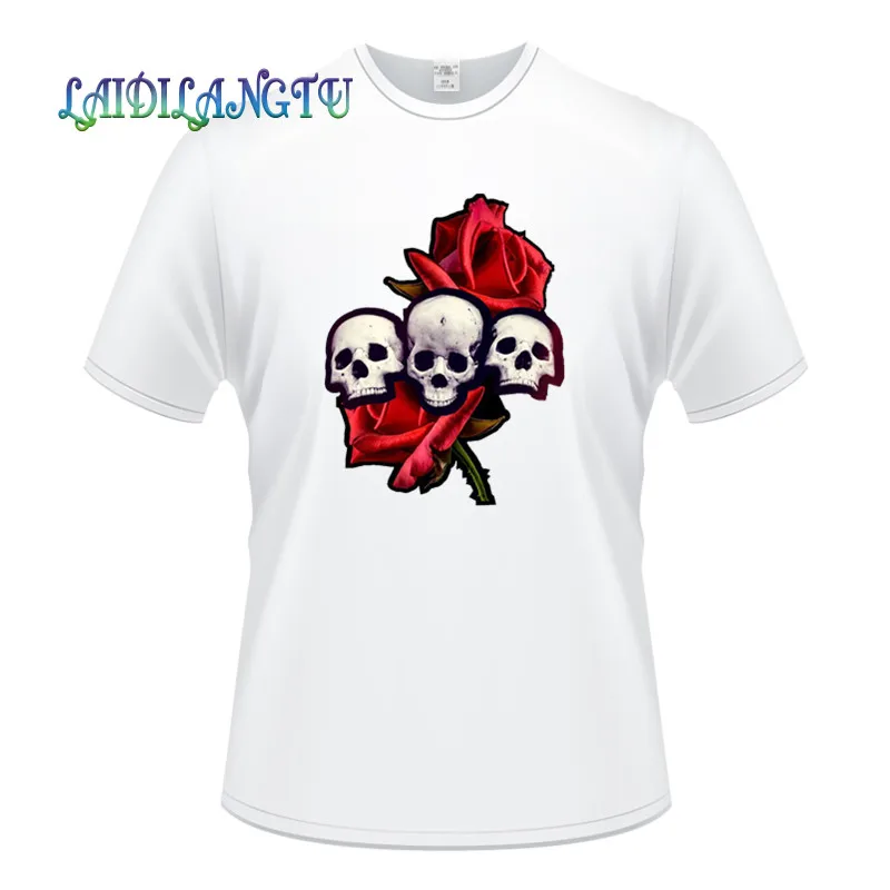 

Newest Design Fashion T-shirt skeleton skull Rose Summer Men/Boys Cartoon Cool Short Sleeve Tee Tops Clothes