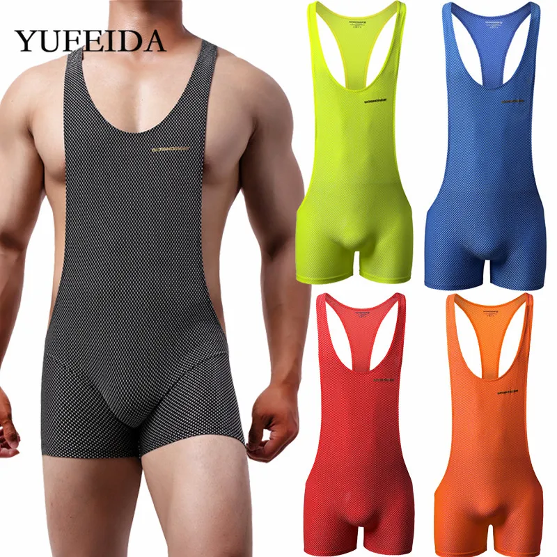 Сексуальное мужское нижнее белье спортивное слитное боди леопардовый