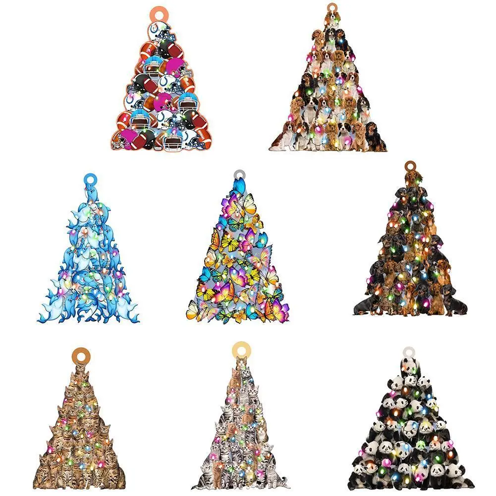 

Tabby Cats Dolphin Wooden Christmas Tree Pendant