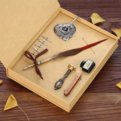 

Continental retro quill Wax seal feather Fountain Pen set free shipping